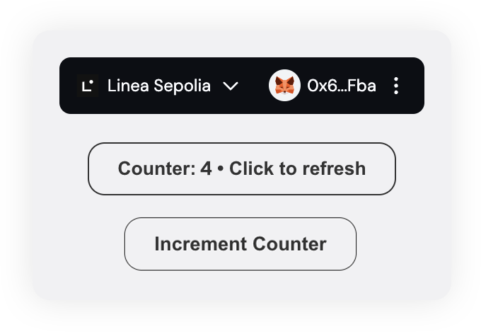 Linea build app increment buttonn